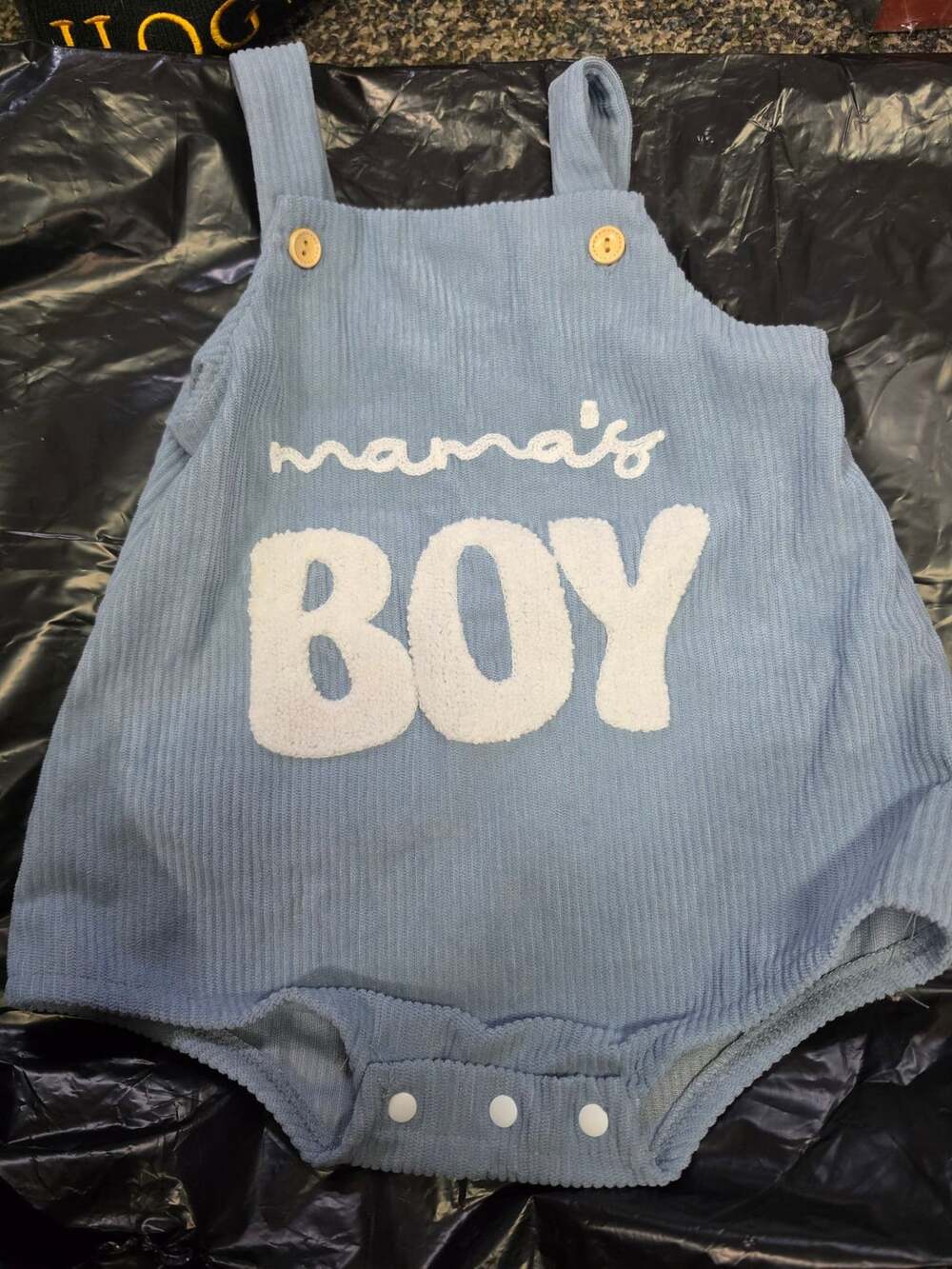 Mama's Boy Baby Romper Size 6-9M Blue Corduroy